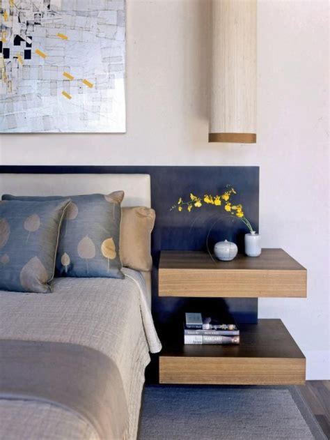 bed headboard with side tables.